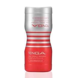 The Tenga Dual Sensation Cup masturbator is bilateral, with two independent channels