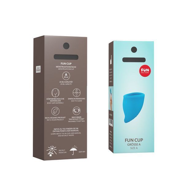 Menstrual cup Fun Factory FUN CUP SIZE A, turquoise, reusable, diameter 4 cm, volume 20 ml