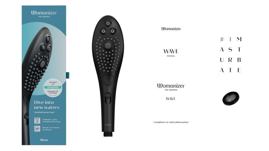 Насадка-стимулятор для душу 2в1 Womanizer Wave, Чорний SO8763 фото