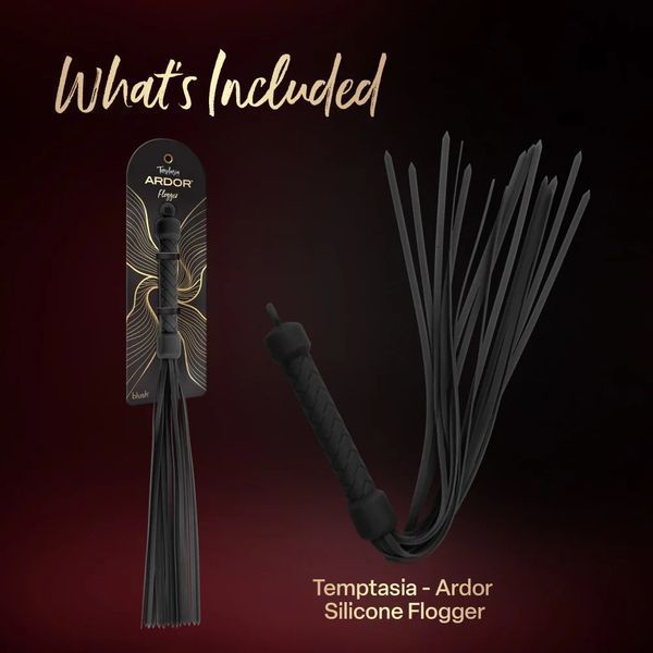 Blush Temptasia Ardor Silicone Flogger, Black