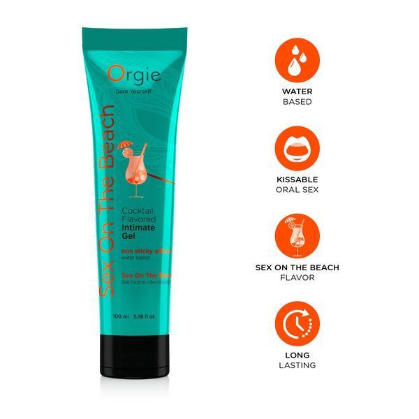 Orgie Lube Sex On The Beach Water-Based Lubricant, 100 ml, Peach & orange